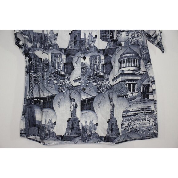 Buscemi Mens 48 New York Print Loop Open Collar AOP Button Up Shirt N1280 - Picture 3 of 7